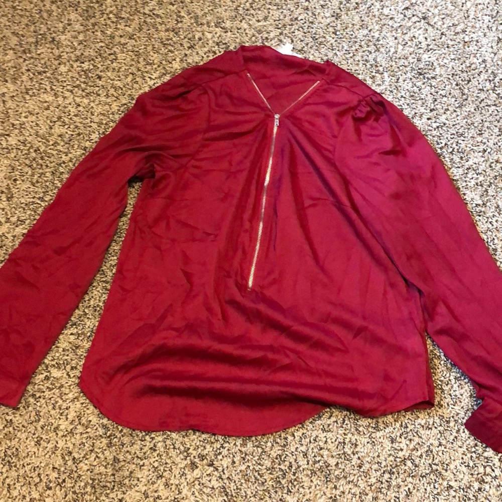 Long sleeve zip up blouse
